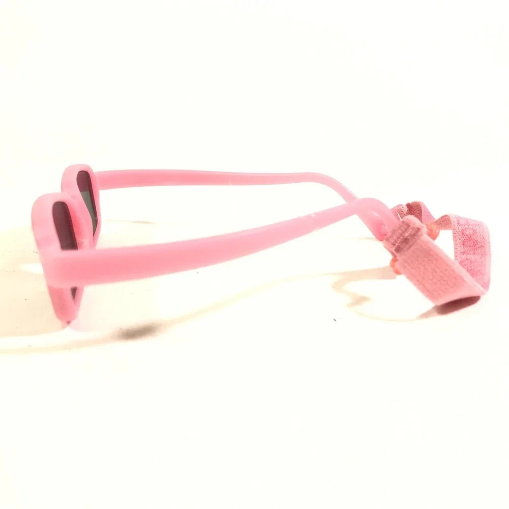 Miraflex Sunglasses NEW BABY 2 Pink Rectangular Frames with Blue Lenses